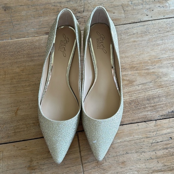 Jewel Bagley MISCHKA sparkly gold kitten heels size 9 - Picture 1 of 10